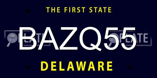 BAZQ55 Delaware License Plate