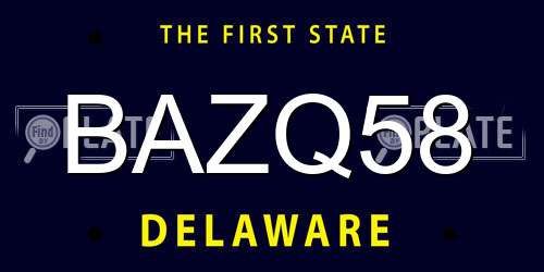 BAZQ58 Delaware License Plate