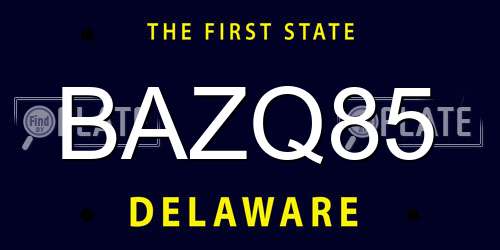 BAZQ85 Delaware License Plate