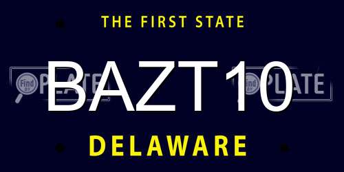 BAZT10 Delaware License Plate