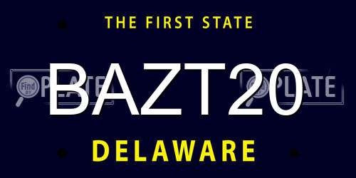 BAZT20 Delaware License Plate