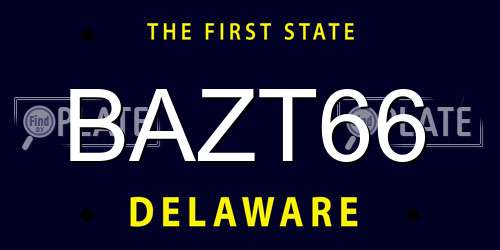 BAZT66 Delaware License Plate