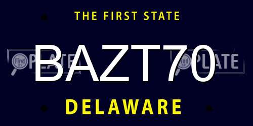 BAZT70 Delaware License Plate