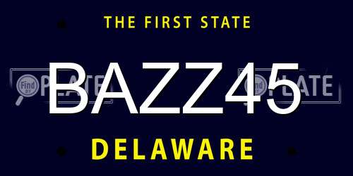 BAZZ45 Delaware License Plate