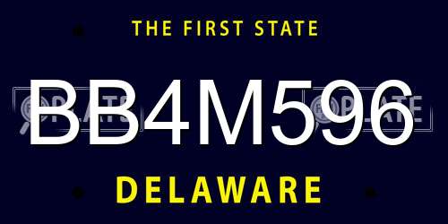 BB4M596 Delaware License Plate