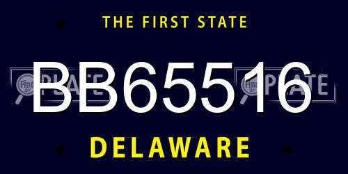 BB65516 Delaware License Plate