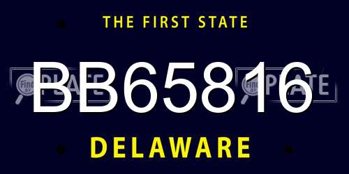 BB65816 Delaware License Plate
