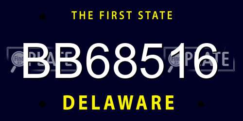 BB68516 Delaware License Plate