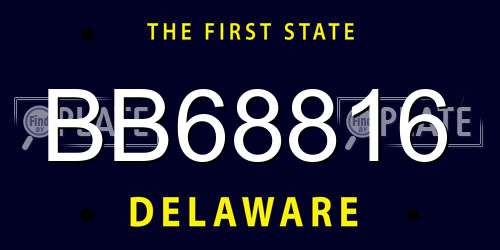 BB68816 Delaware License Plate
