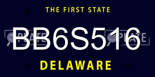 BB6S516 Delaware License Plate