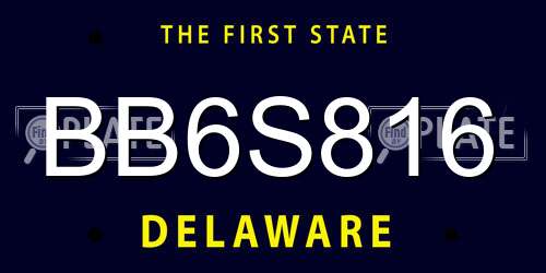 BB6S816 Delaware License Plate