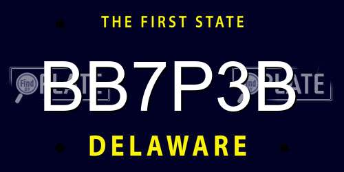 BB7P3B Delaware License Plate