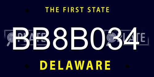 BB8B034 Delaware License Plate