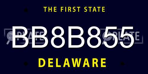 BB8B855 Delaware License Plate