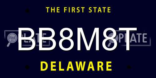BB8M8T Delaware License Plate