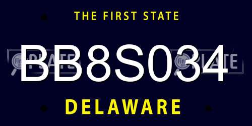 BB8S034 Delaware License Plate