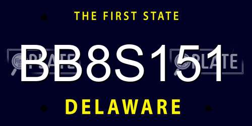 BB8S151 Delaware License Plate