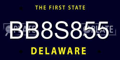 BB8S855 Delaware License Plate