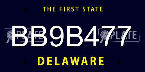 BB9B477 Delaware License Plate