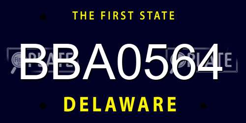BBA0564 Delaware License Plate