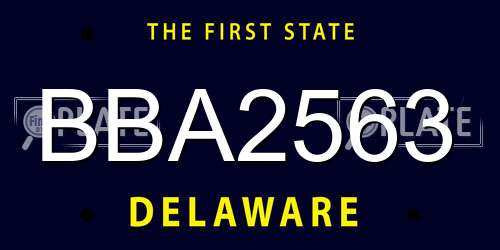 BBA2563 Delaware License Plate