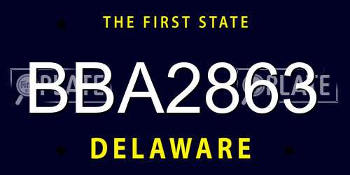 BBA2863 Delaware License Plate