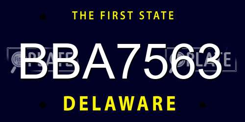 BBA7563 Delaware License Plate