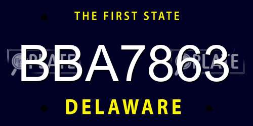 BBA7863 Delaware License Plate