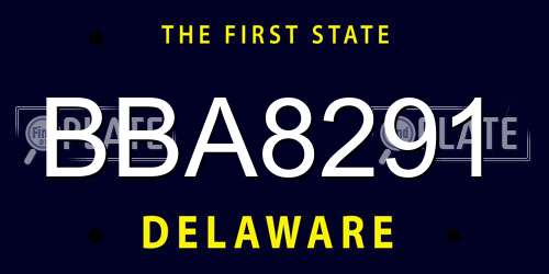BBA8291 Delaware License Plate