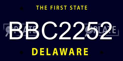 BBC2252 Delaware License Plate