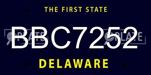 BBC7252 Delaware License Plate