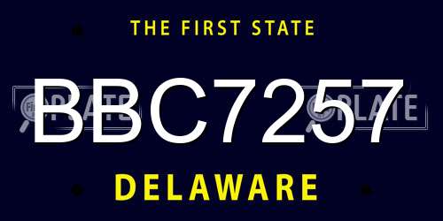 BBC7257 Delaware License Plate