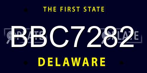 BBC7282 Delaware License Plate