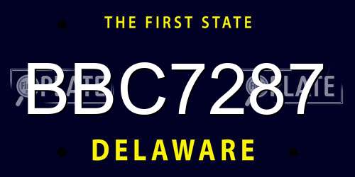 BBC7287 Delaware License Plate