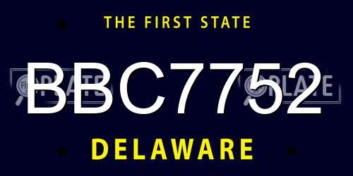 BBC7752 Delaware License Plate