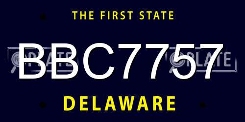 BBC7757 Delaware License Plate