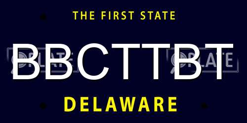 BBCTTBT Delaware License Plate