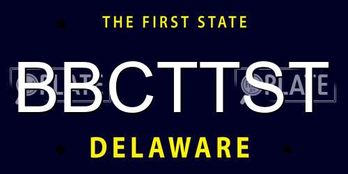 BBCTTST Delaware License Plate