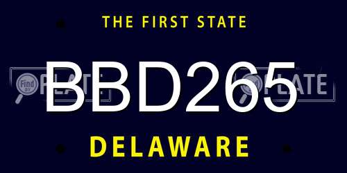 BBD265 Delaware License Plate