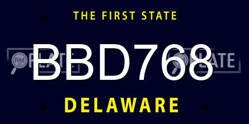 BBD768 Delaware License Plate