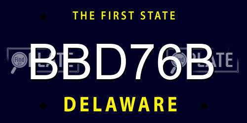 BBD76B Delaware License Plate
