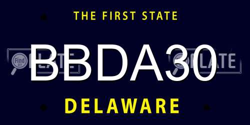 BBDA30 Delaware License Plate