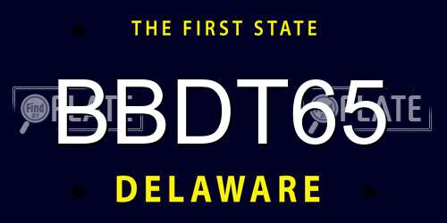 BBDT65 Delaware License Plate