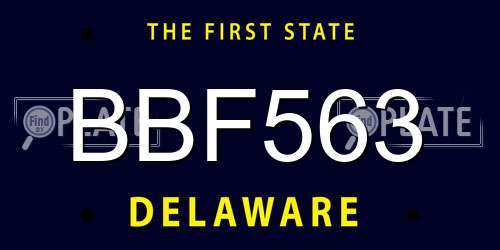 BBF563 Delaware License Plate