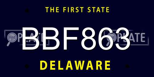 BBF863 Delaware License Plate