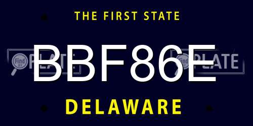 BBF86E Delaware License Plate