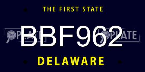 BBF962 Delaware License Plate