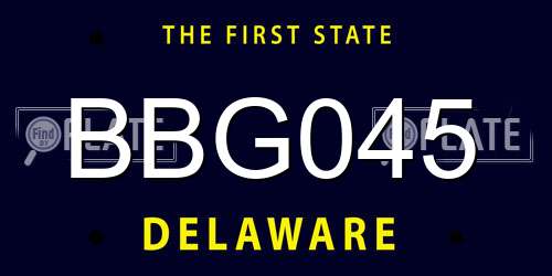 BBG045 Delaware License Plate