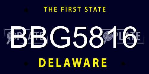 BBG5816 Delaware License Plate