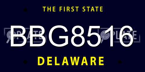 BBG8516 Delaware License Plate